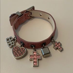 BOSS Hugo Boss Pink Leather Charm Bracelet